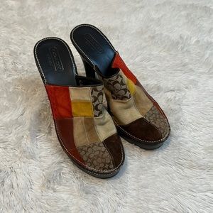 Coach Kieran Heeled Patchwork Mule Clog